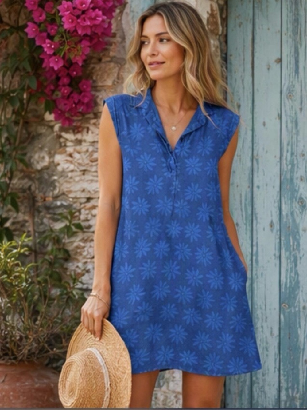 🌷 Terre & Mer 🌷 100% French Linen Vintage Floral Print Dress